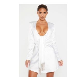 NWT PrettyLittleThing White Drape Shift Dress